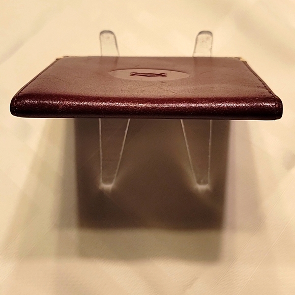 Authentic Les Must De Cartier Leather Bifold Wallet Bordeaux Gold Tone corners - Picture 10 of 10